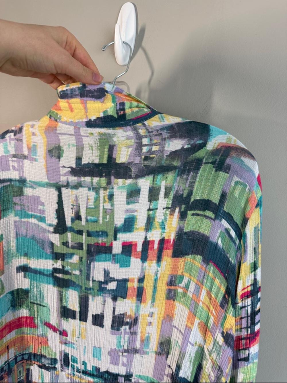 Ali Miles Multicolor Abstract Print Button Front Top Size 1X - Picture 15 of 15